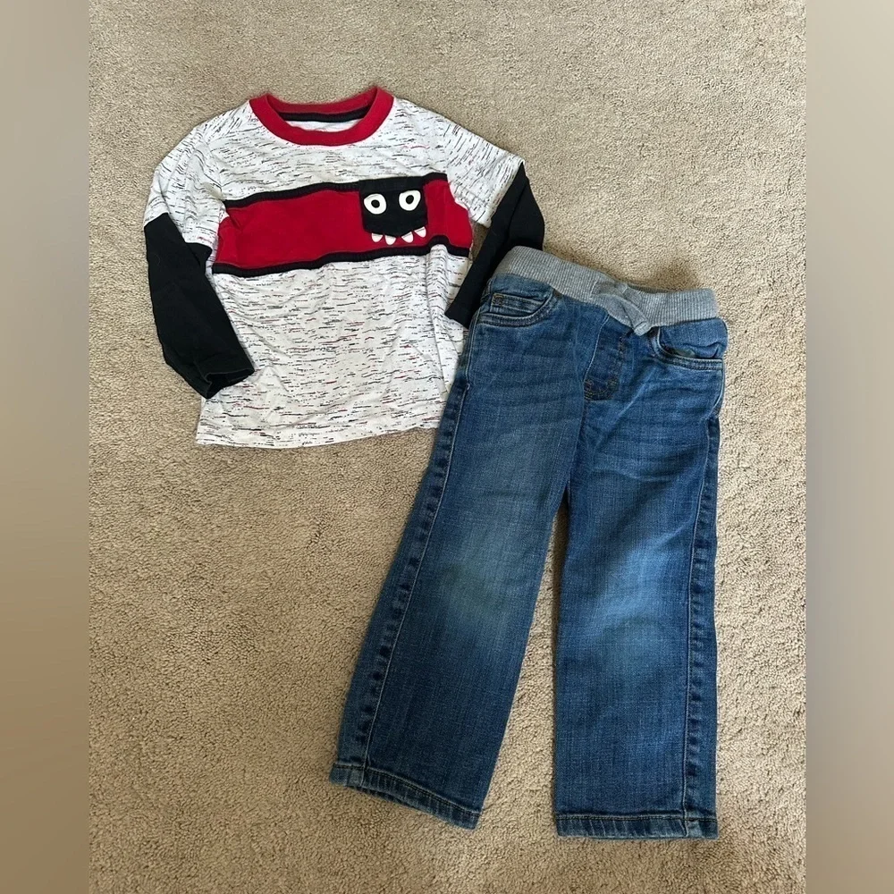 Boys jean shirt set 2t